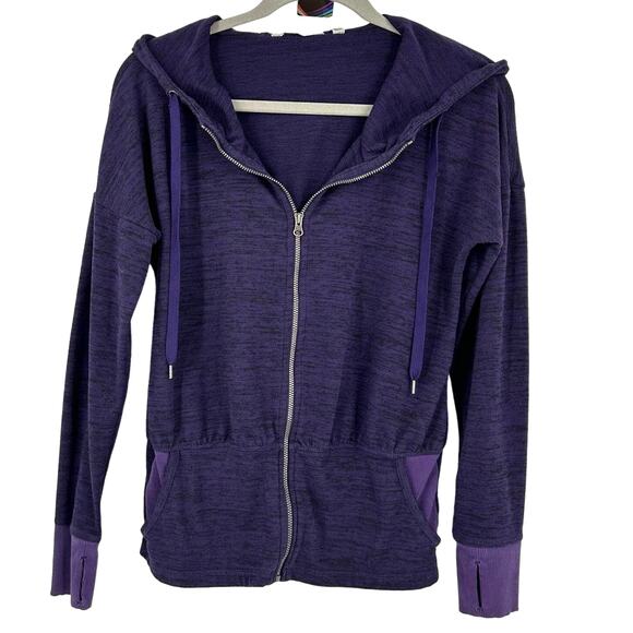 Athleta Tops - Athleta Full Zip Drawstring Hooded Sweatshirt Women's Size XXS Purple